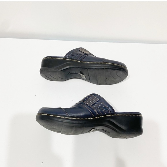 Clarks Bendables Blue Leather Mules Work Shoes 9 - Picture 6 of 8